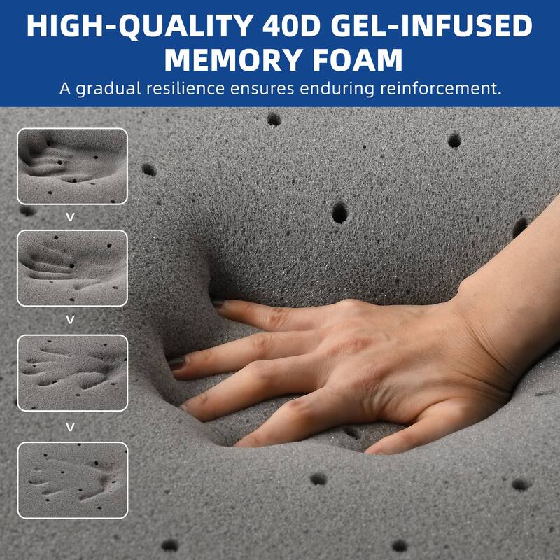 Moasis 3 Inch/4 Inch Memory Foam Cooling Gel Mattress Topper - Grey