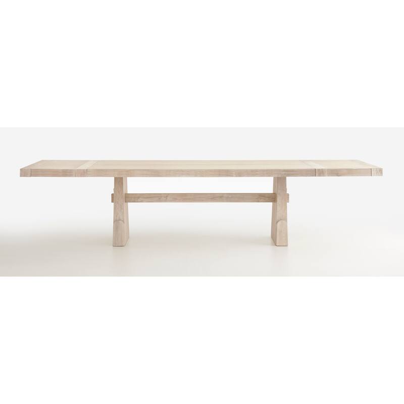 Magnussen Home Herringbone Ridge White Trestle Extendable Dining Table - 83''W x 44''D x 30''H