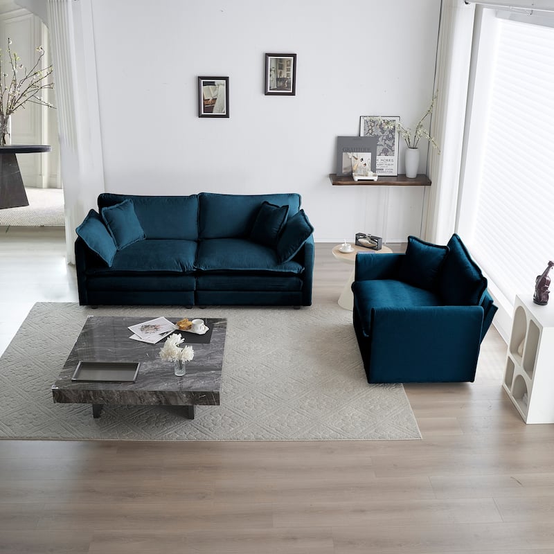 2 Seater Loveseat and Chair Set, 2 Piece Sofa and Chair Set for Living Room