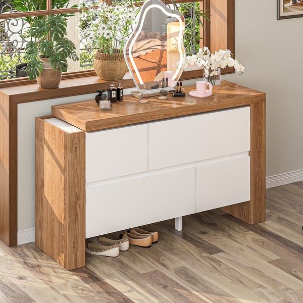Dual-Purpose Desk Dressing Table Dresser White Working Desk 