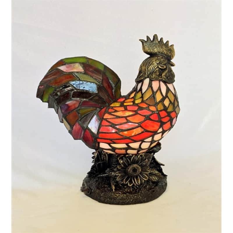 Tiffany Style Stained Glass Rooster Table Lamp