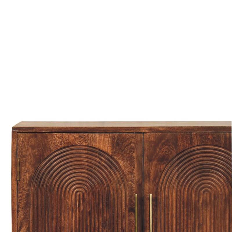 Artisan Furniture Solid Wood Arco Groove Sideboard, Brown,2-Doors