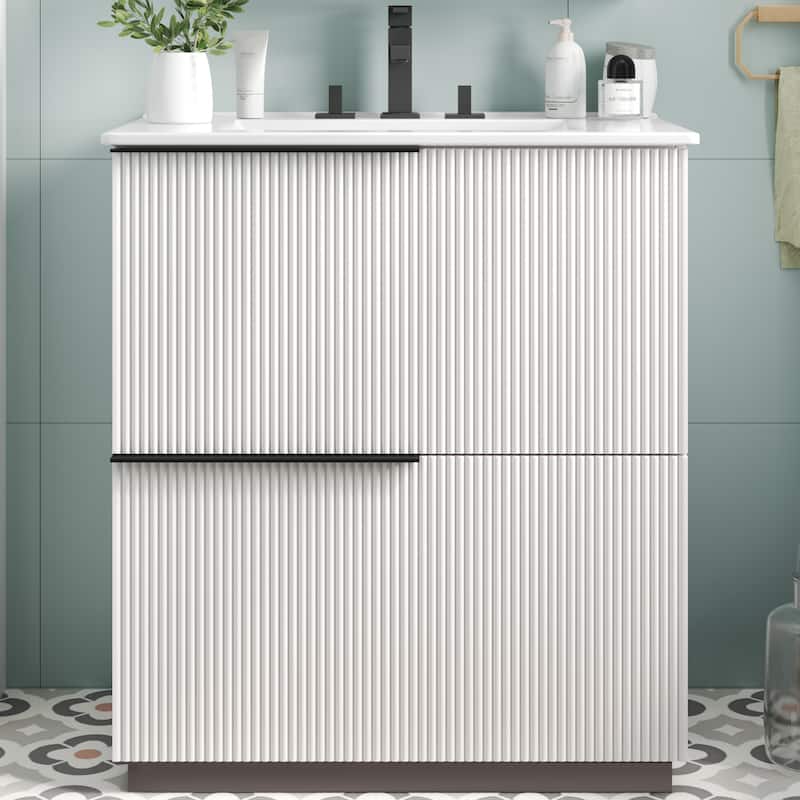 Bathroom Vanity with Ceramic Sink and Drawers