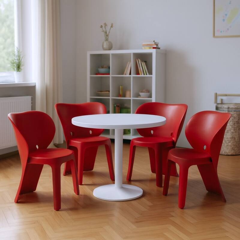 HomeRoots Set Of Four Red Heavy Duty Plastic Juvenile Chairs - 15.70 in. x 21.90 in. x 18.90 in. - Red - 15.70 in. x 21.90 in.  x 18.90 in.