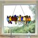 River of Goods Stained Glass 'Birds on Wire' 9.25-in. Window Panel - 24.25"L x 0.25"W x 9.5"H