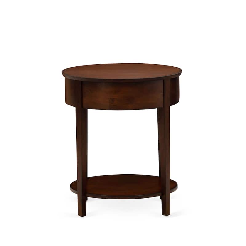 East West Furniture Mid Century Modern Nightstand with 1 Wood Drawer, Stable and Sturdy Constructed -(Finish Option)
