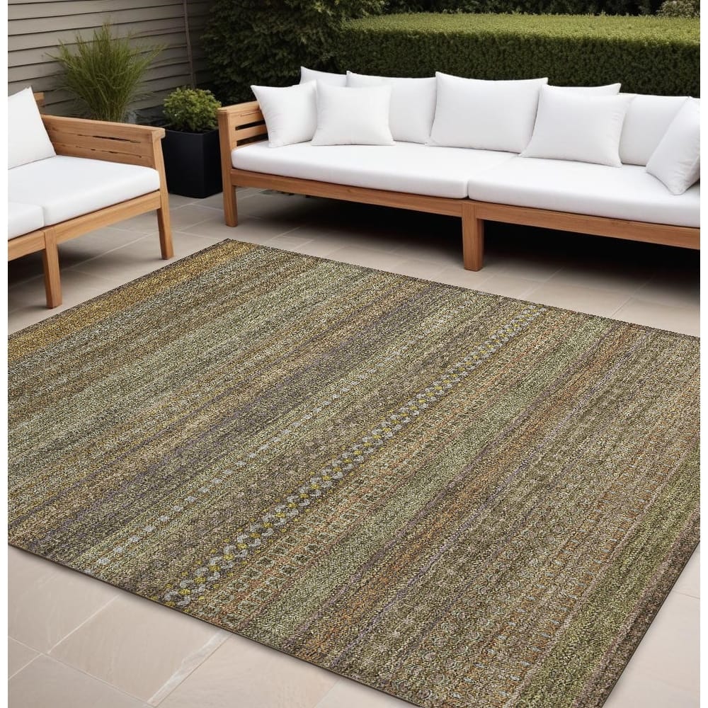 Pafi Stripe Weather Resistant Blended Style Outdoor Rug