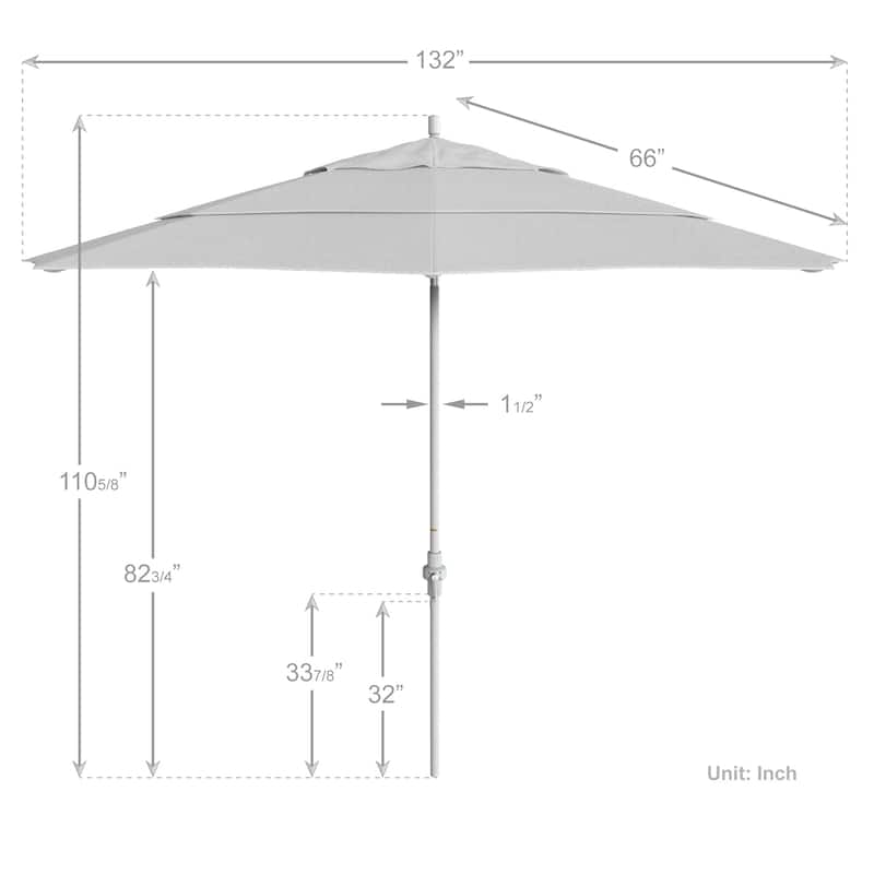 California Umbrella 11' Rd. Alum/Fiberglass Rib Patio Umb,Crank Lift/Collar Tilt, Dbl Wind Vent, White Finish, Sunbrella Fabric