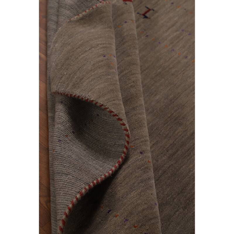 Hand Knotted Oriental 100% Wool Carpet Tribal Animal Pictorial Brown Gabbeh Area Rug - 7' 11'' X 5' 1''