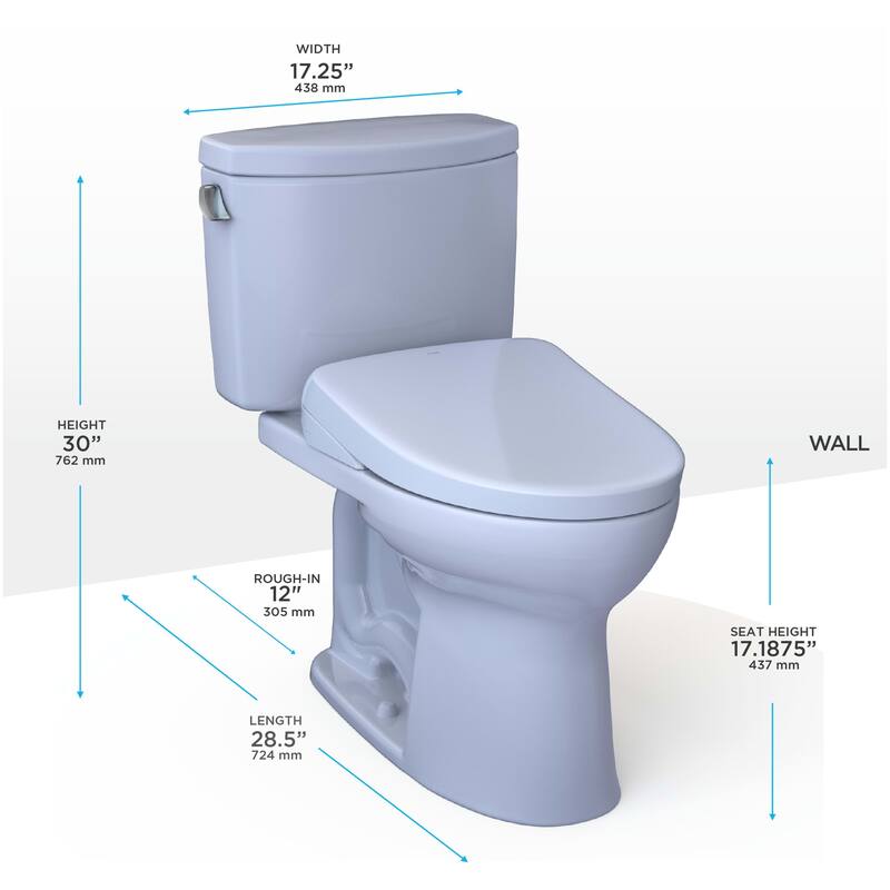 Toto MW4544736CEFGA#01 Drake II 1.28 GPF Two Piece Elongated Chair Height Toilet