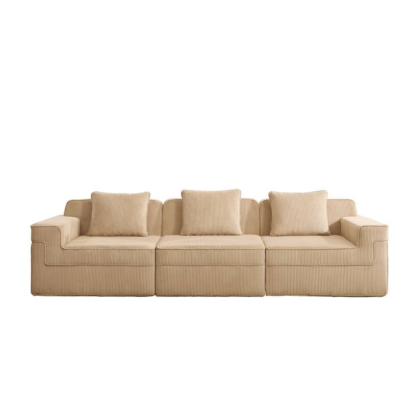 GDFStudio - Modular 3-Seater 117.3" Corduroy Boneless Cloud Sofa