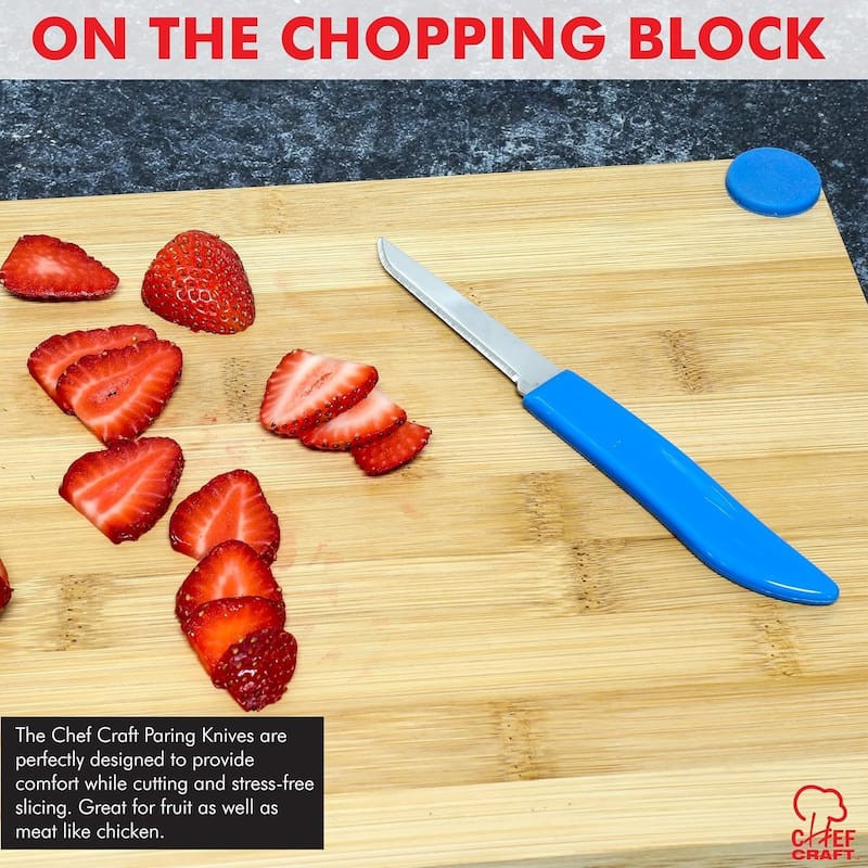 Chef Craft 4pc Stainless Steel Blade Colorful Paring Knives Set