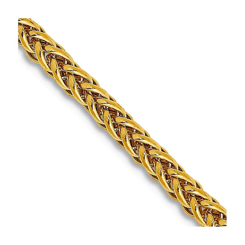 Curata 14k Yellow Gold 2.35mm Semi-solid Triple-wire Wheat Chain Necklace Options: 16 18