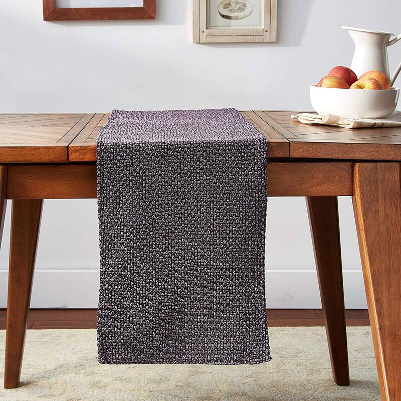 Violet Linen Chenille Basket Weave Pattern Polyester Table Runner