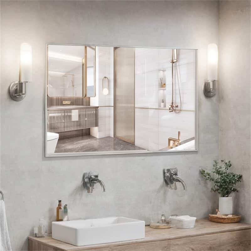 48" x 32" Oversized Rectangle Bathroom Wall Mirror with Aluminum Frame
