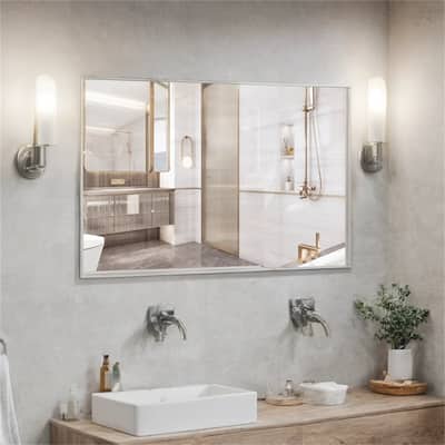 48" x 32" Oversized Rectangle Bathroom Wall Mirror with Aluminum Frame