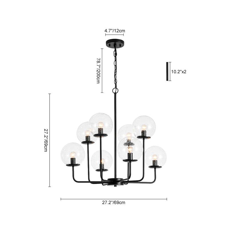 Modern 2-Tier Seeded Glass Globe Bubble Round Chandelier 27in Width