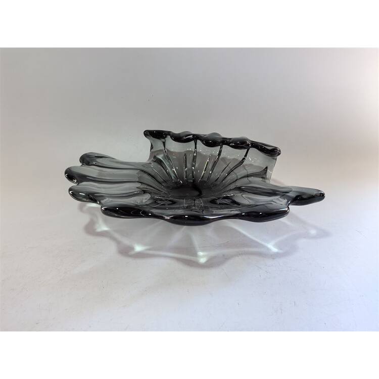 Modern Sculptural Glass Centerpiece Bowl Decorative Accent 14"x10"