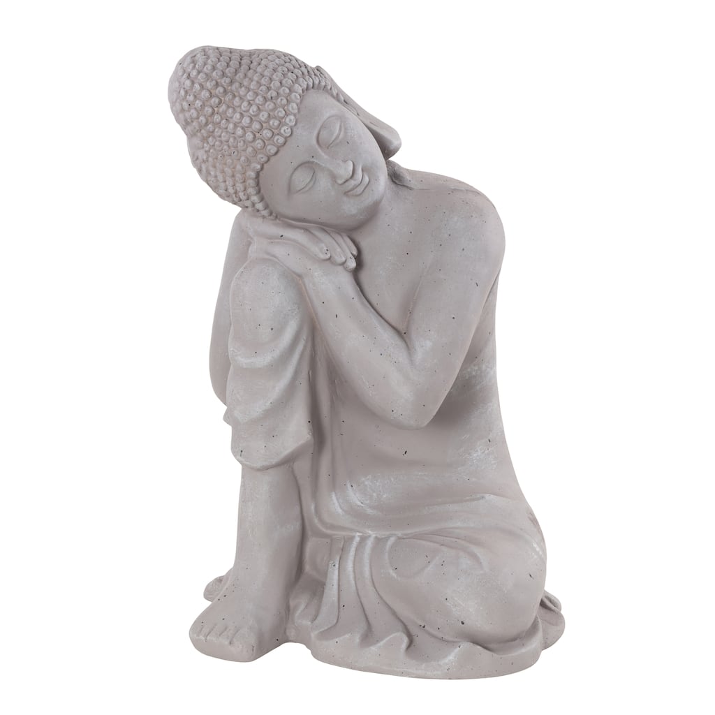 Magnesium Oxide Buddha Indoor Outdoor Meditating Garden Sculpture - Gray - Roche River Decor