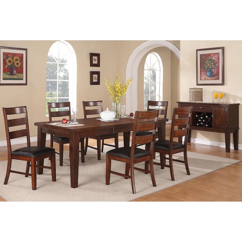 Dining Table Rectangle Dining Table w Leaf 1pc Table Only Rubber wood Antique Walnut Wood Finish Dining Room Furniture