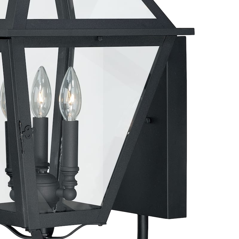 Nottingham 3 Light Black Empire Outdoor Wall Lantern Clear Glass - 12-in W x 26.75-in H x 13.75-in D