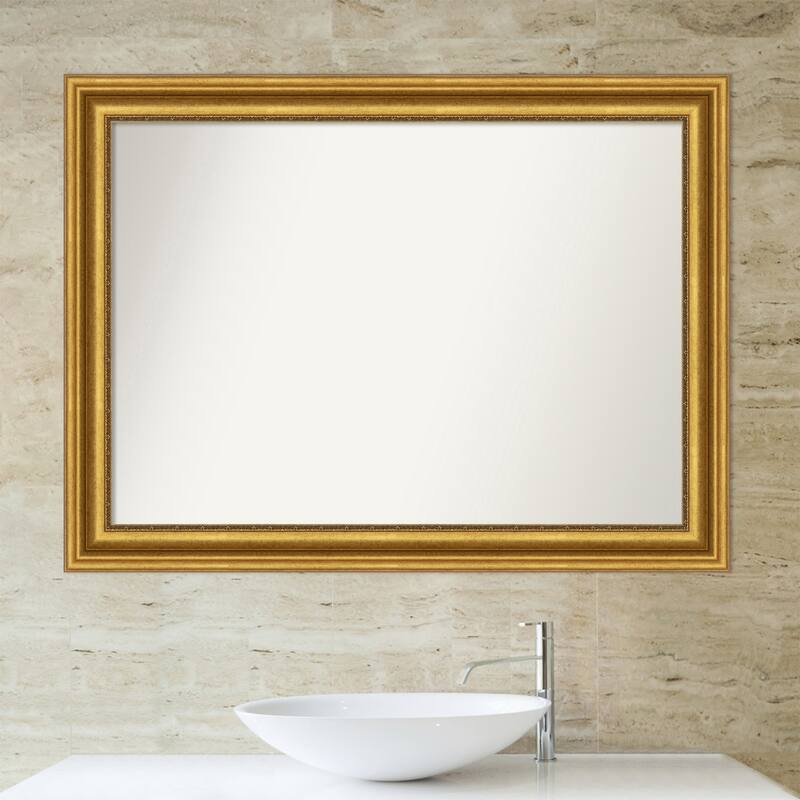 Non-Beveled Bathroom Wall Mirror - Parlor Gold Frame