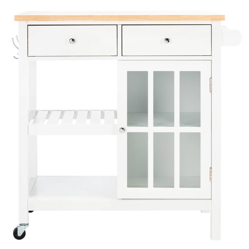 SAFAVIEH Fawn 1-Door 2-Drawer 2-Shelf Kitchen Cart - 33.5" W x 16.9" L x 35" H - 33Wx17Dx35H