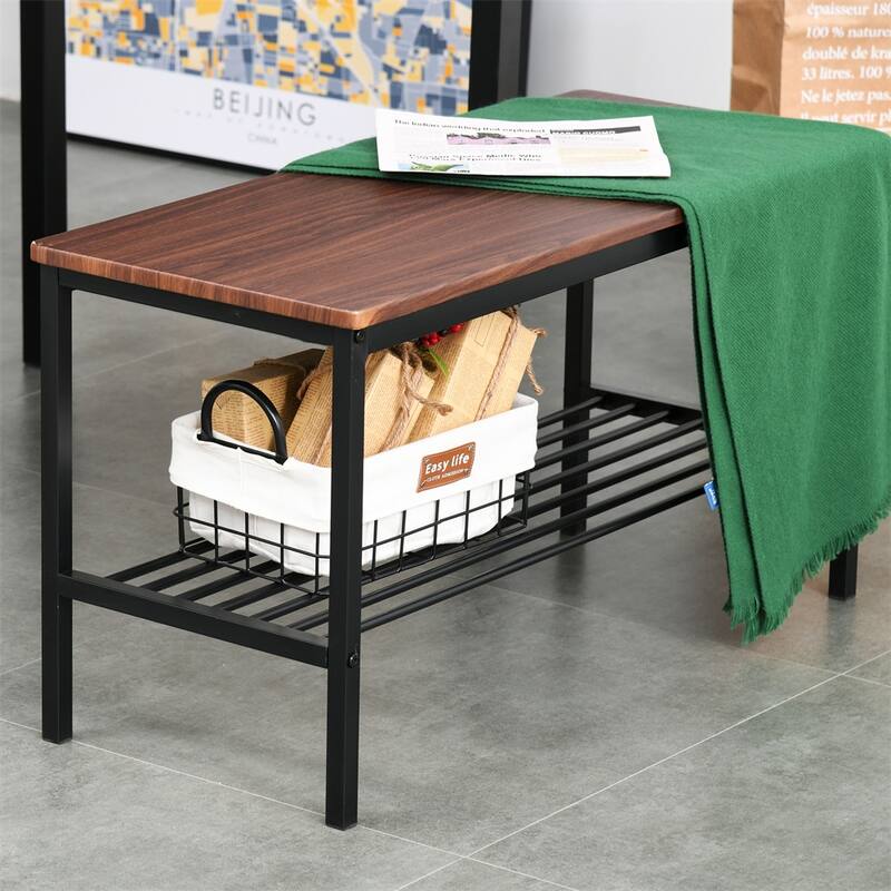 Industrial Dining Room Table Set w/Bench Wooden Kitchen Table & Chairs