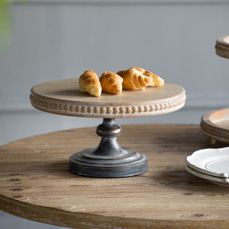 Wooden Display Stand with Beaded Trim - Brown