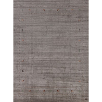Hand Knotted Oriental 100% Wool Carpet Tribal Animal Pictorial Greys & Charcoal Gabbeh Area Rug - 9' 9'' X 8' 2''