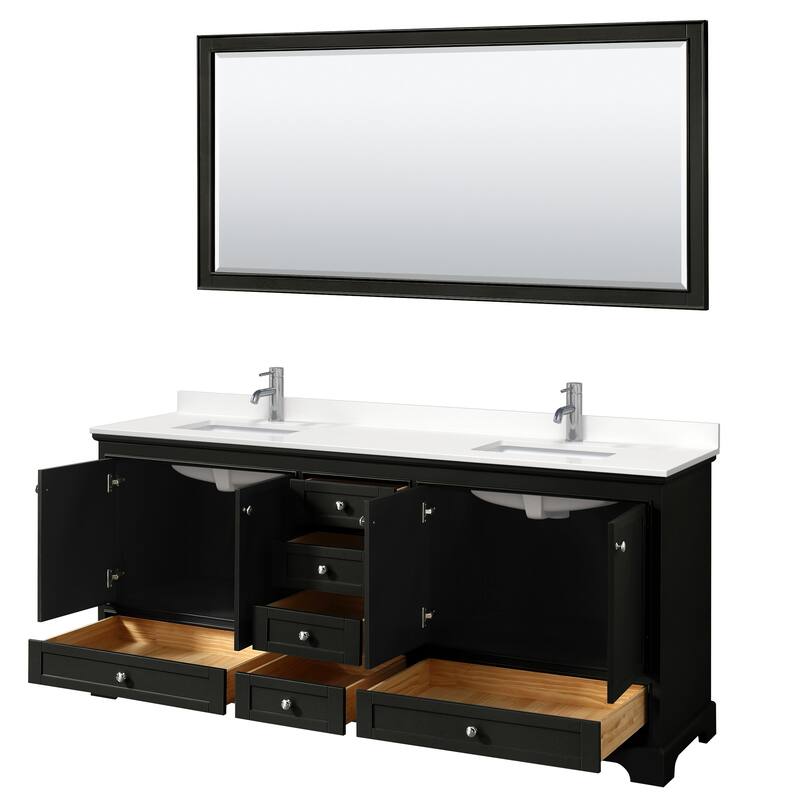 Deborah 80-inch Double Vanity, Quartz Top, 70-inch Mirror