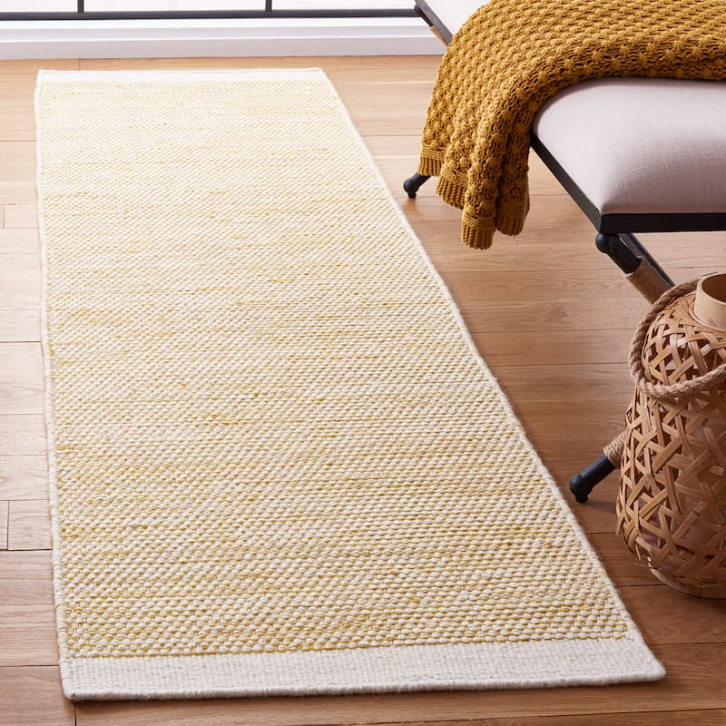 SAFAVIEH Handmade Natura Ludmila Farmhouse Wool Rug - 2'3" x 8' Runner - Yellow/Ivory