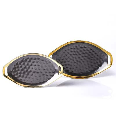 Stone Lain Florian Porcelain 2-Piece Oval Plate with Handle Service Set
