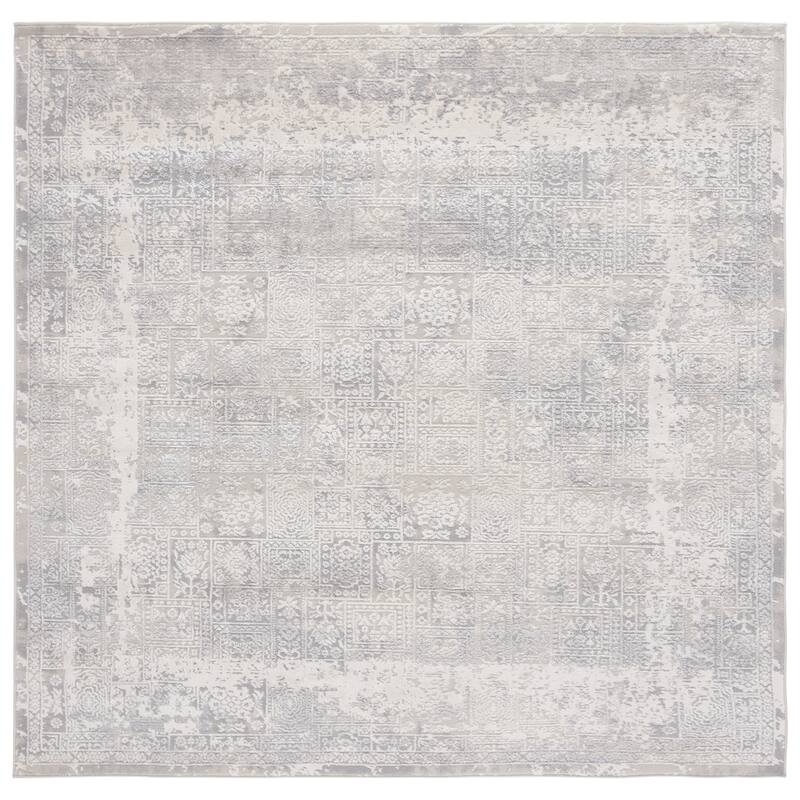 SAFAVIEH Hanna Loriann Contemporary Rug - 6'7" Square - Ivory/Light Grey