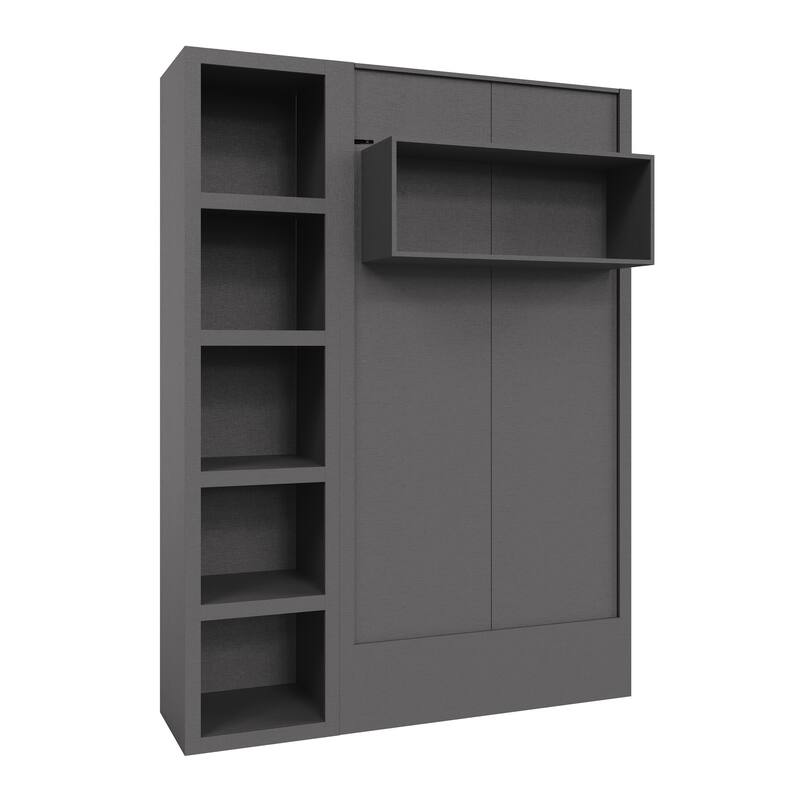 Easy-Lift Twin Murphy Wall Bed in with Bookshelf