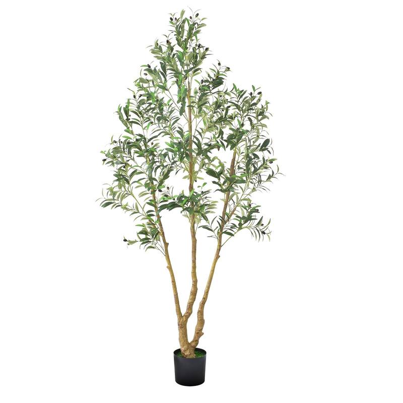 7 ft Artificial Olive Tree with Flexible Branches and Sturdy Base for Home or Office Decoration - 35.43 x 42.13 x 84.65 in