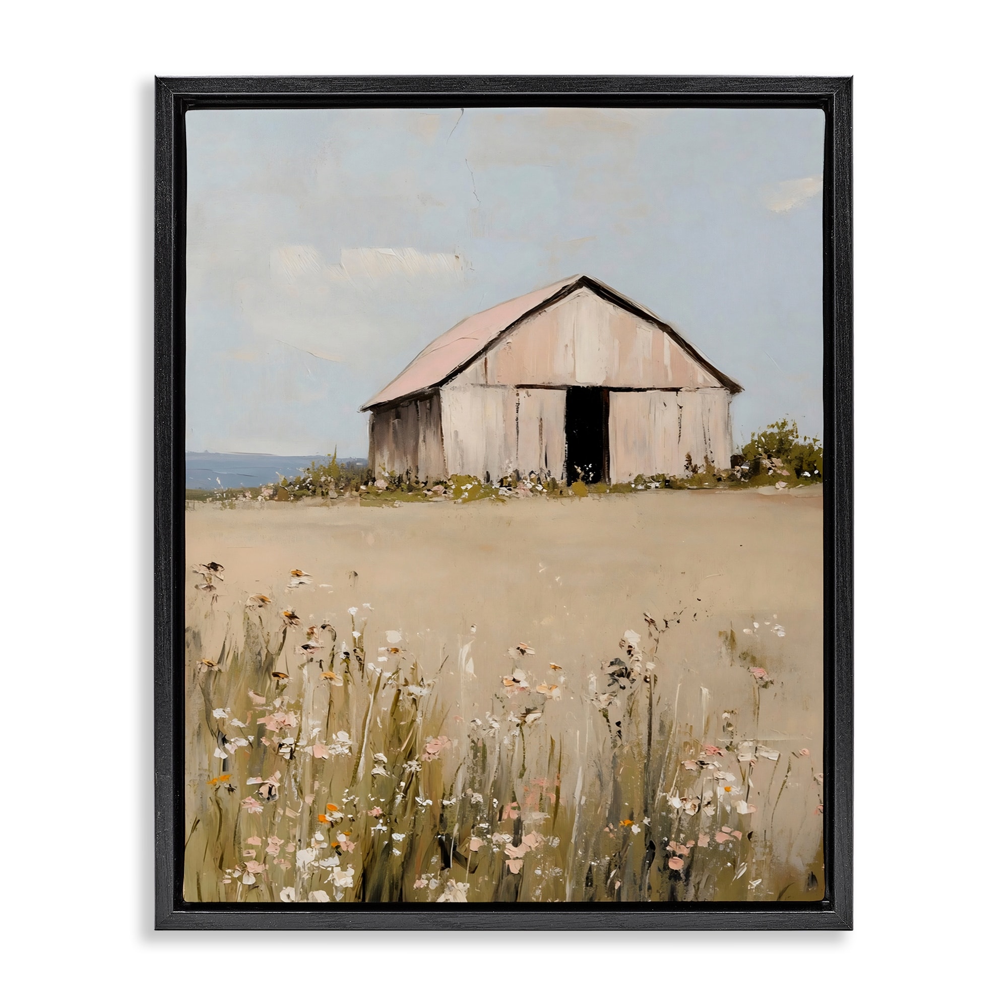 Stupell Pretty Pink Barn Landscape Framed Floater Canvas Wall Art Design By Franklyn Gregory