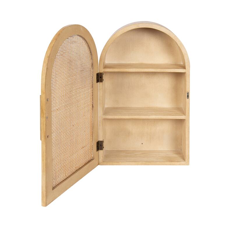 Kate and Laurel Ori Rattan Arch Wall Cabinet - 15x8x24