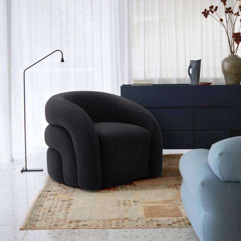 Upholstered Swivel Barrel Accent Chair