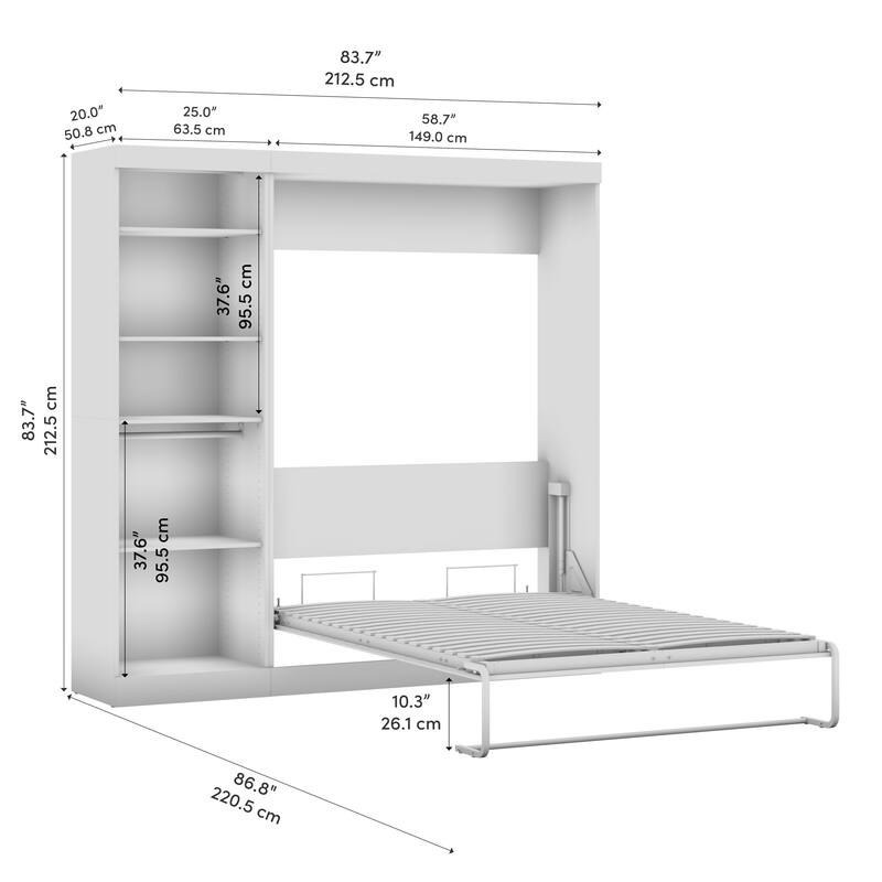Nebula Full Murphy Bed with Closet Organizer (84W) by Bestar