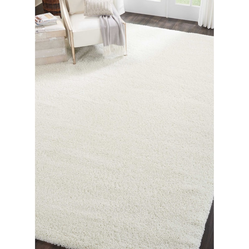 Nourison Malibu Shag Modern Plush Solid Area Rug - 9' x 12' - Ivory - Runner/Rectangle