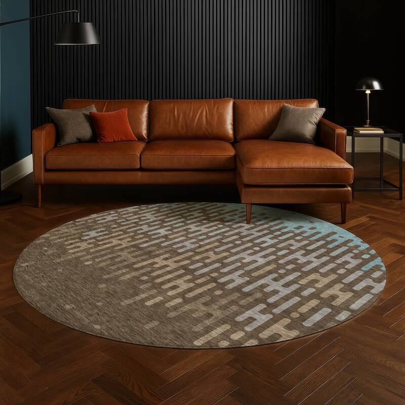 Machine Washable Indoor/ Outdoor Modern Kingman Chantille Rug