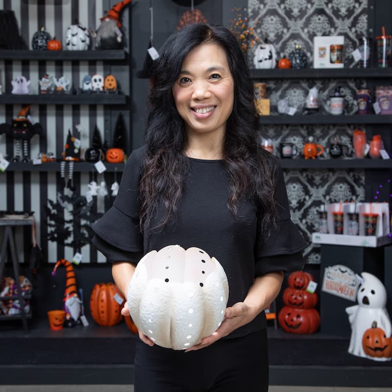 7.5"H Metal LED Pumpkin Lantern