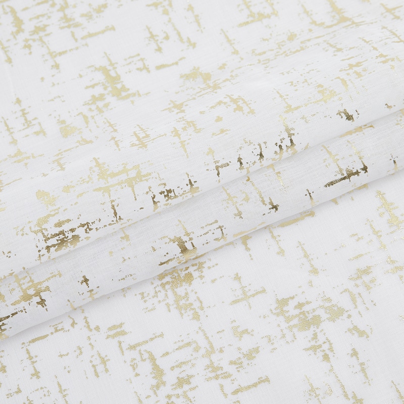 HomeRoots 72" White And Gold Abstract Shower Curtain