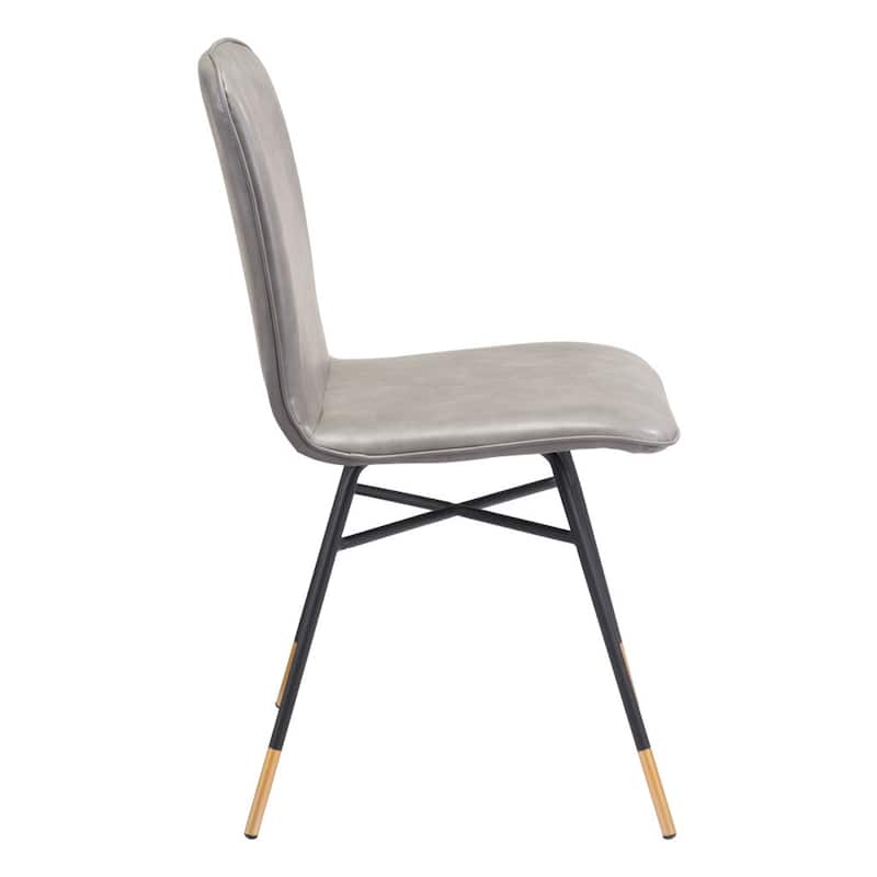 HomeRoots Set of Two Gray And Black Upholstered Faux Leather Dining Side Chairs