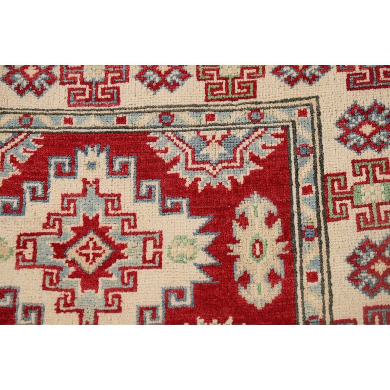 Geometric Kazak Runner Rug Handmade Oriental Wool Carpet - 2'9" x 9'8"