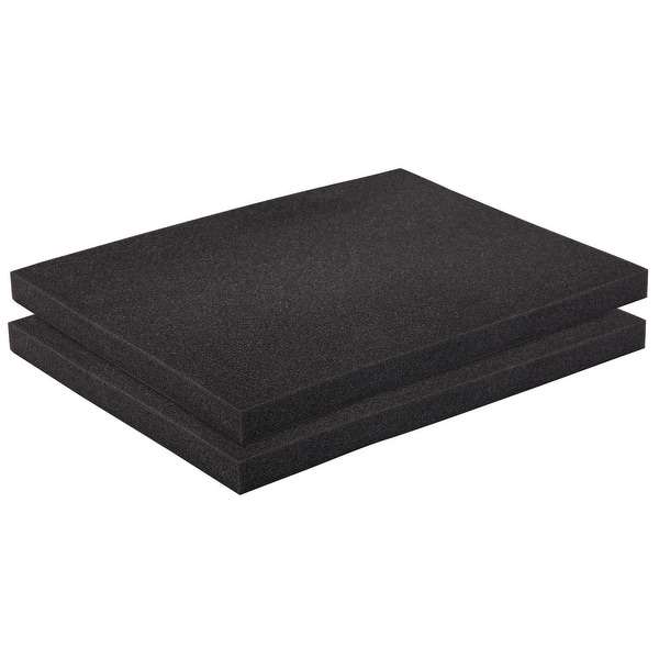 2 Pack Black Packing Foam Sheets, 1 Inch Polyurethane Cushioning