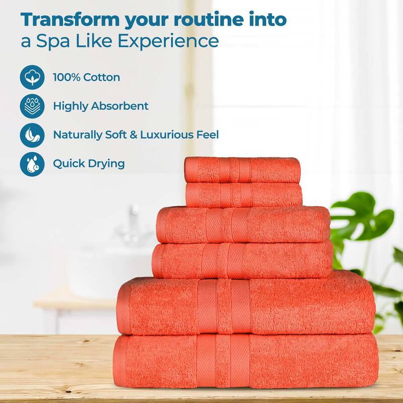 Superior Ultra-Soft Cotton Solid Medium Weight Bath Towel Set of 2