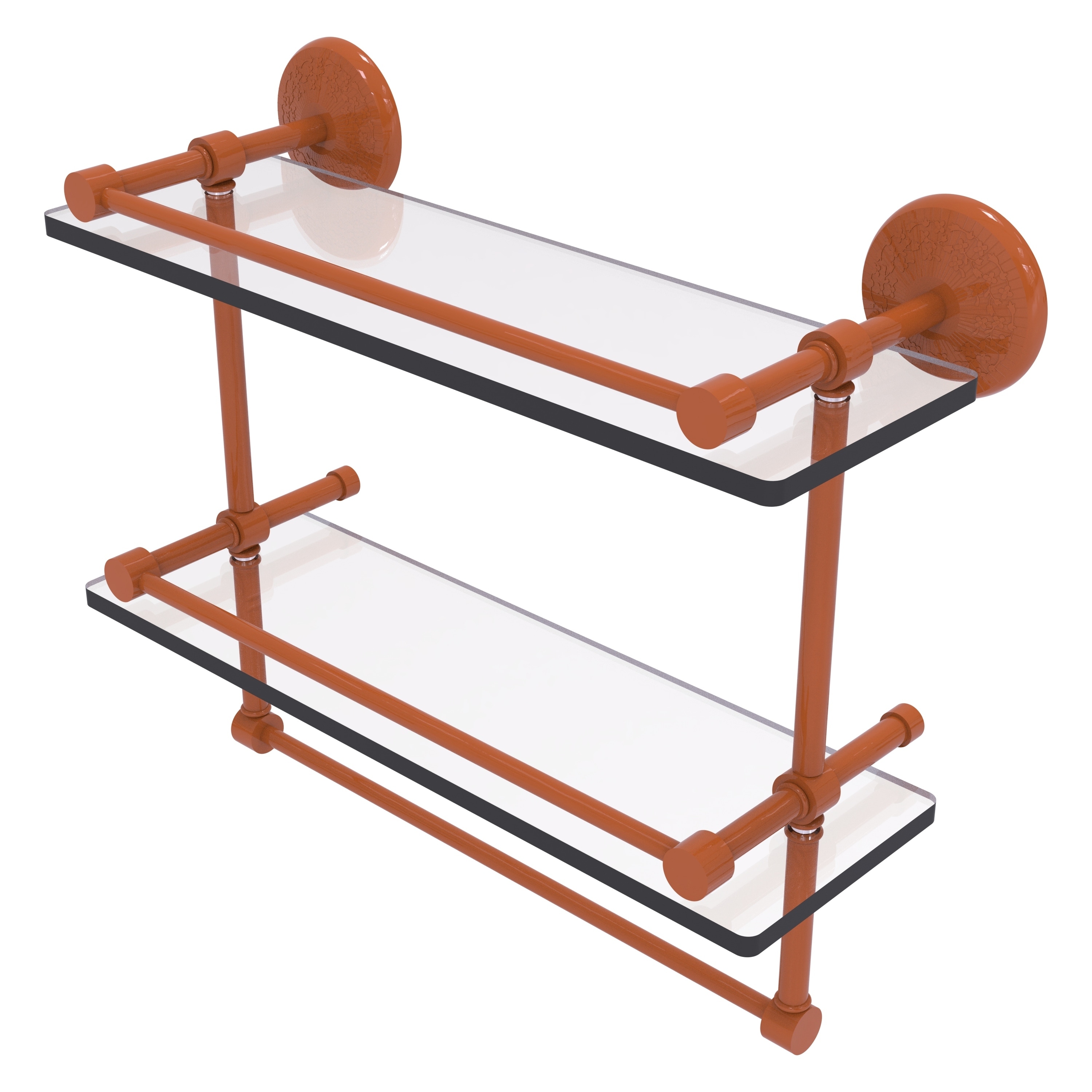 Allied Brass Monte Carlo Collection 16 Inch Gallery Double Glass Shelf with Towel Bar