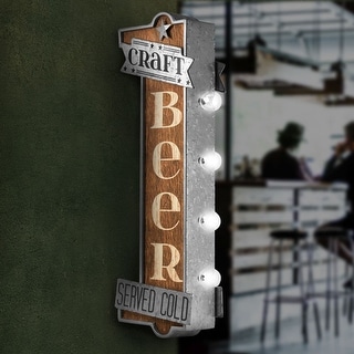 American Art Decor Craft Beer Metal Bar Vintage Marquee LED Sign Decor - Brown